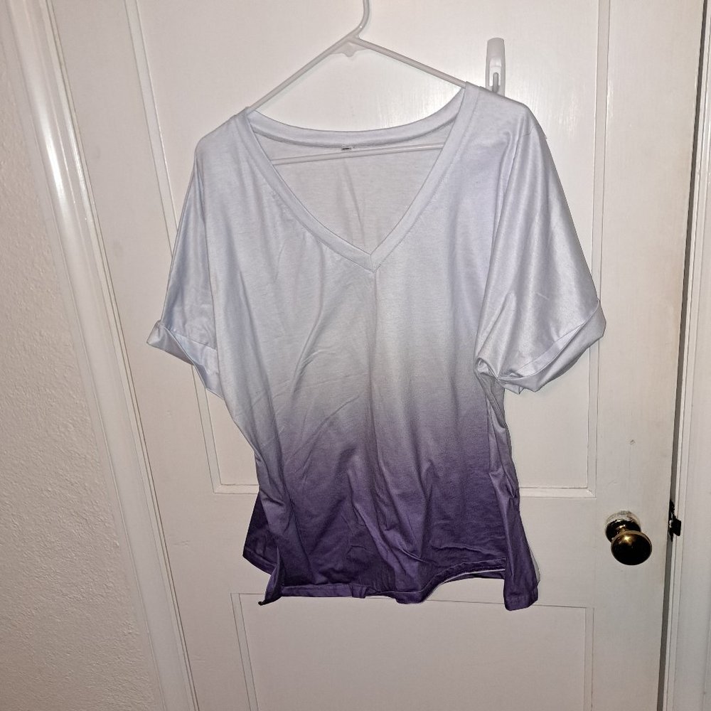 V neck purple ombre top